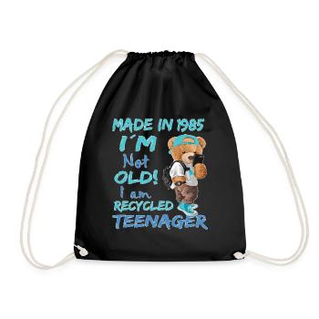 1985 Birthday Teddy funny old teenager - Drawstring Bag - black - Front