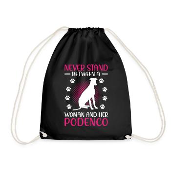 Femme avec chien de chasse espagnol Podenco - Sac de sport léger - noir - Devant