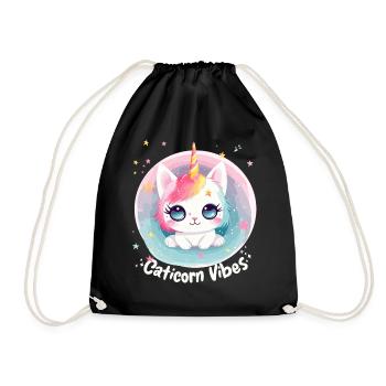 Caticorn Vibes Kawaii Anime Unicorn Cat Cute Carto - Turnbeutel - Schwarz - Vorne