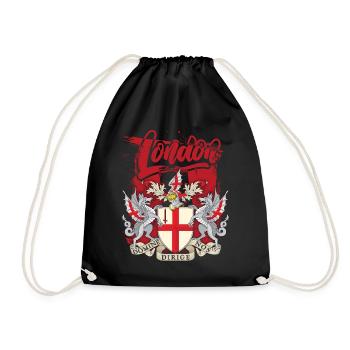 Coat of arms of London City, England, Great Britain - Drawstring Bag - black - Front