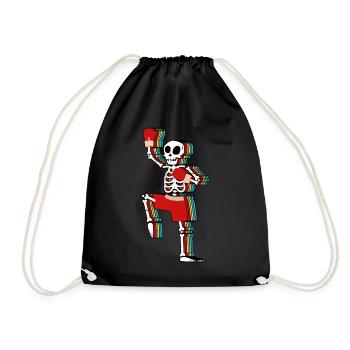 Halloween Shirt, Muay Thai Skeleton Tee, Thai - Drawstring Bag - black - Front