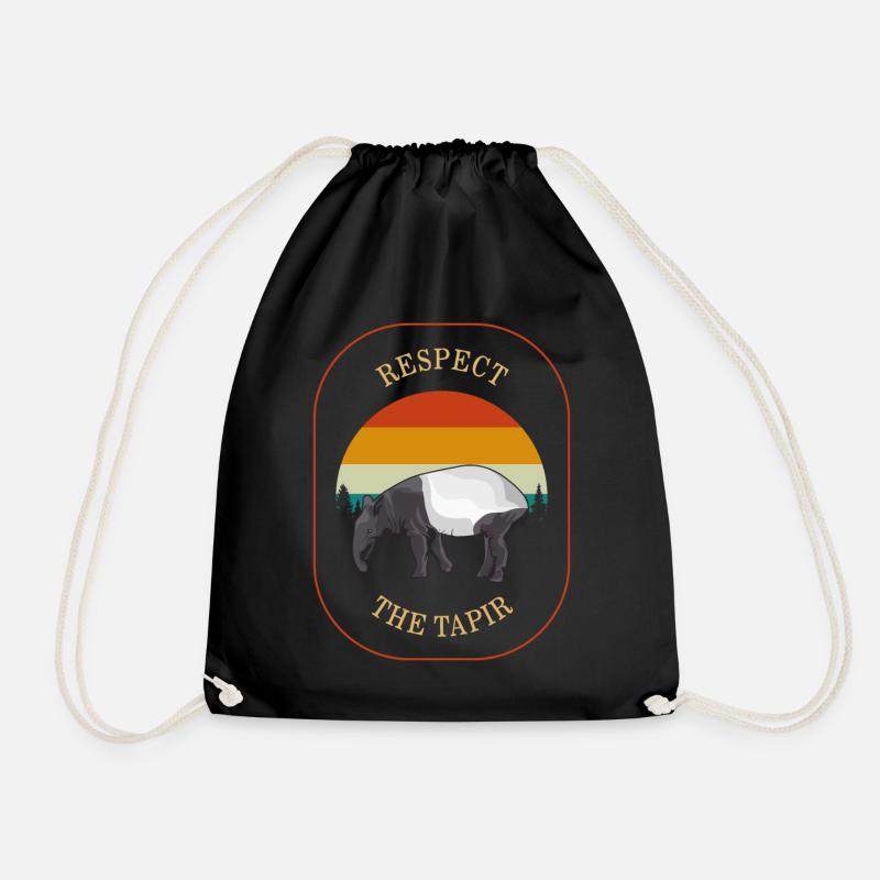 Tierhemd, Respect The Tapir Vintage Retro - Turnbeutel - Schwarz