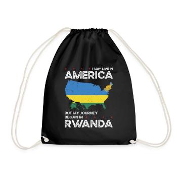 Rwandan American Patriot USA Grown Rwanda US Flag - Drawstring Bag - black - Front