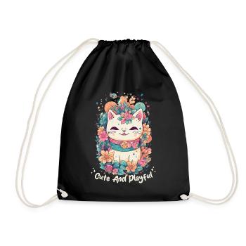 Caticorn Vibes Kawaii Rainbow Cat Unicorn Anime Ch - Turnbeutel - Schwarz - Vorne
