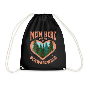 Mein Herz schlägt im Schwarzwald - Turnbeutel - Schwarz - Vorne