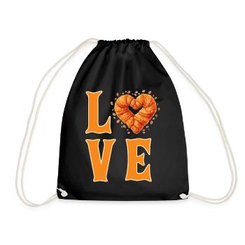 Love Heart Shape Croissant for French Bread Lover - Turnbeutel - Schwarz - Vorne