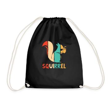 Retro Grey Squirrel Fox Squirrel - Drawstring Bag - black - Front