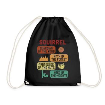 Guardian Myth Protector Hero Squirrel Eichhörnchen - Drawstring Bag - black - Front