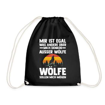 Tier Waldtier Wolf - Turnbeutel - Schwarz - Vorne