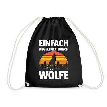 Tier Waldtier Wolf - Turnbeutel - Schwarz - Vorne