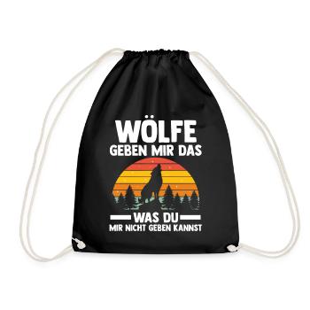 Tier Waldtier Wolf - Turnbeutel - Schwarz - Vorne