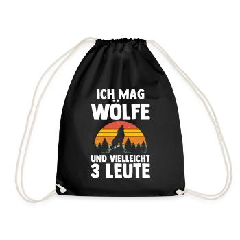 Tier Waldtier Wolf - Turnbeutel - Schwarz - Vorne