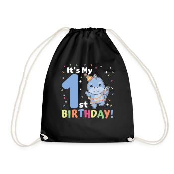 Dino for 1st birthday for children one year old - Drawstring Bag - black - Front