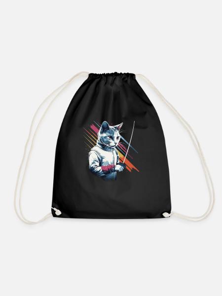 Katzen Fechter gamer gamer Fechten Sportler Katzen - Turnbeutel - Schwarz