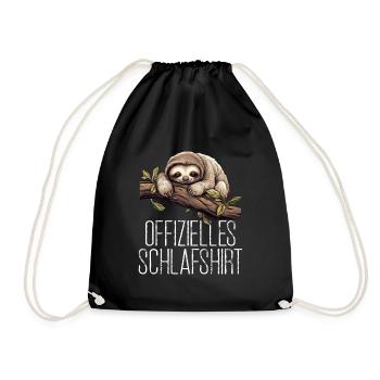 Offizelles Schlafshirt Faultier - Turnbeutel - Schwarz - Vorne