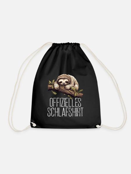 Offizelles Schlafshirt Faultier - Turnbeutel - Schwarz