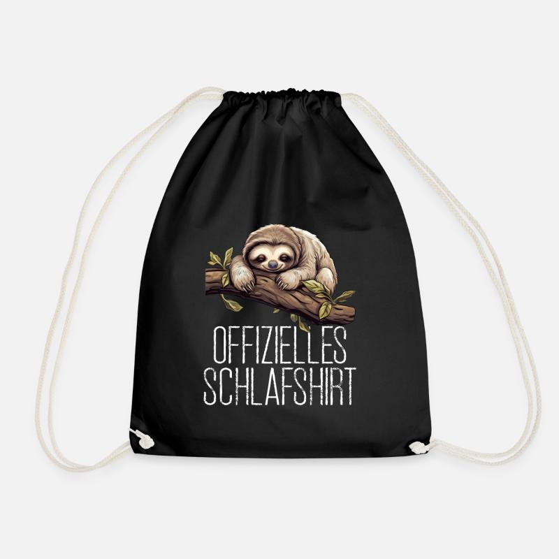 Offizelles Schlafshirt Faultier - Turnbeutel - Schwarz