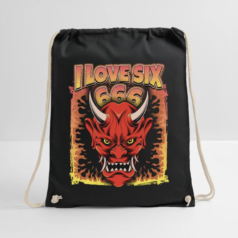 Devil-Devil, Satan Saying 666 Drawstring Bag