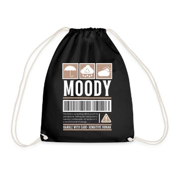 Streetwear Moody, Launenhaft Vintage Fashion Label - Turnbeutel - Schwarz - Vorne