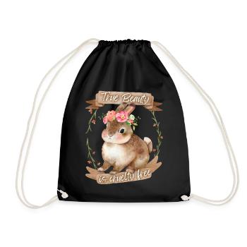 Kleiner Hase, Häschen, Tierschutz, Vegan, Spruch - Turnbeutel - Schwarz - Vorne