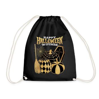 Halloween sorcière d’or, citrouilles cercueil drôle disant - Sac de sport léger - noir - Devant