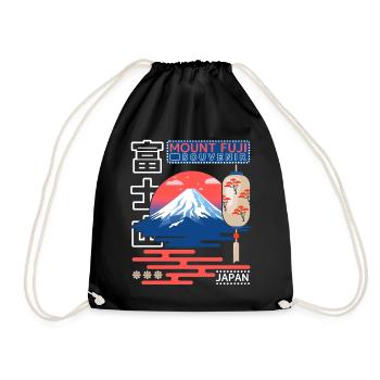 Japanese Mount Fujiyama, Mount Fuji, Retro Japan - Drawstring Bag - black - Front