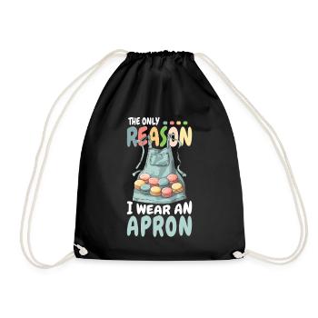 Apron Macaron Funny Baker Quote Pastry Baking - Turnbeutel - Schwarz - Vorne
