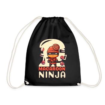 Macaroon Ninja Funny French Pastry Lover - Turnbeutel - Schwarz - Vorne