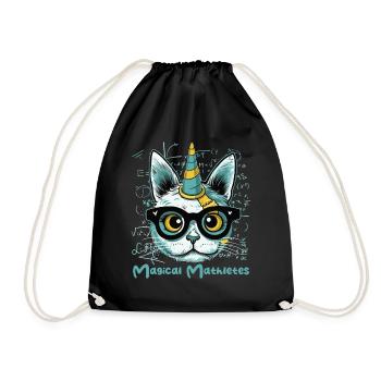 Cute and Playful Unicorn Cat Floral Pastel Anime P - Turnbeutel - Schwarz - Vorne