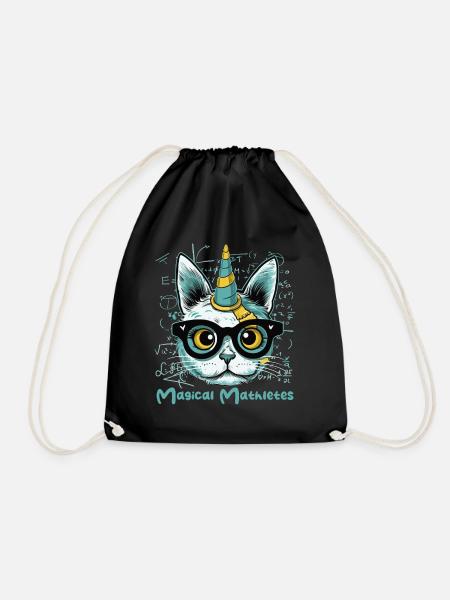 Cute and Playful Unicorn Cat Floral Pastel Anime P - Turnbeutel - Schwarz