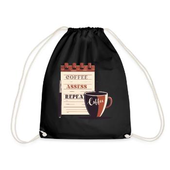 Coffee Assess Repeat Funny Coffee Lover School Cou - Turnbeutel - Schwarz - Vorne