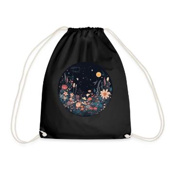 Night Sky Meadow Flower Garden Aesthetic Nature Lo - Turnbeutel - Schwarz - Vorne