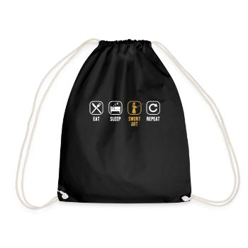 Eat Sleep Sword Art Repeat Kenjutsu Kata Shinai - Drawstring Bag - black - Front