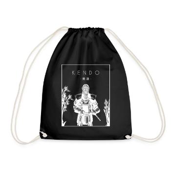 Kendo Chinese Hanzi Kenjutsu Kata Shinai Samurai - Drawstring Bag - black - Front