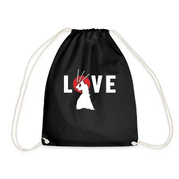 Love Kata Kenjutsu Katana Samurai Kendo - Drawstring Bag - black - Front
