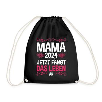 Werdende Mama 2024 - Turnbeutel - Schwarz - Vorne
