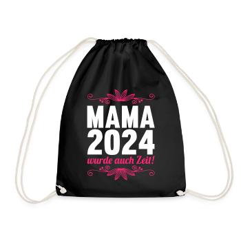 Werdende Mama 2024 - Turnbeutel - Schwarz - Vorne