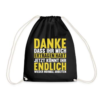 Abschiedsgeschenk Kollege Jobwechsel - Turnbeutel - Schwarz - Vorne