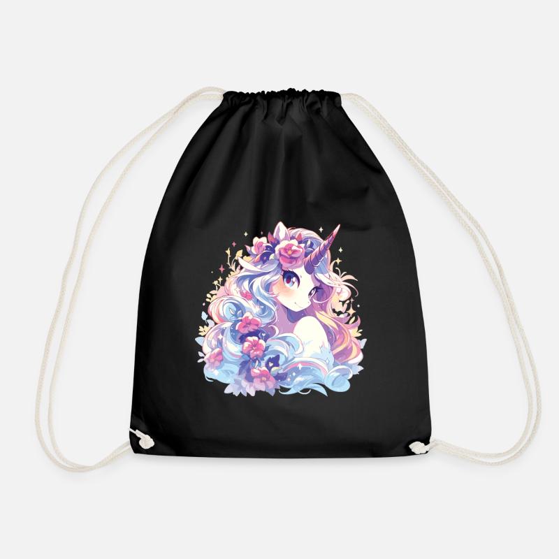 Einhorn Mädchen - Turnbeutel - Schwarz