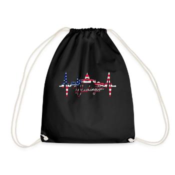 Washington D.C. Skyline Heartbeat USA East Coast - Drawstring Bag - black - Front