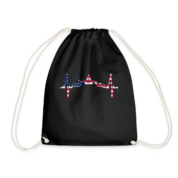 Washington D.C. Skyline Heartbeat USA East Coast - Drawstring Bag - black - Front