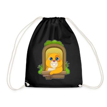 Funny hamster - Drawstring Bag - black - Front