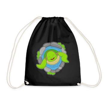 Turtle Fountain - Drawstring Bag - black - Front
