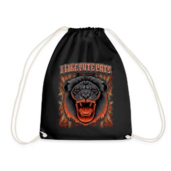 Funny Lion Saying, Lion Head Big Cat - Drawstring Bag - black - Front