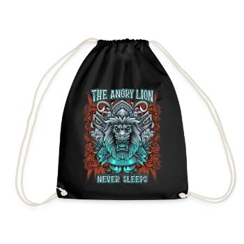 Lion Saying, Mythological Lion, Lion Head - Drawstring Bag - black - Front