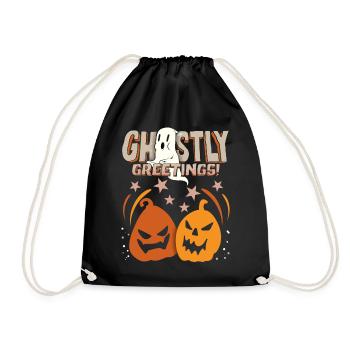Lustiger Kürbis, Kürbisse, Spruch für Halloween - Turnbeutel - Schwarz - Vorne
