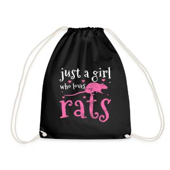 Ratten-Jahrgang Nur ein Mädchen, das Ratten liebt - Turnbeutel - Schwarz - Vorne