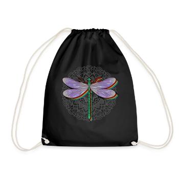Libellule chemise, drôle fleur de Lotus coloré - Sac de sport léger - noir - Devant