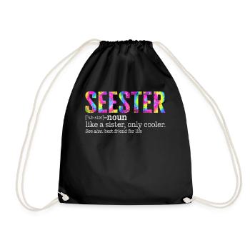 Seester Substantiv Shirt, Seester Substantiv wie eine Schwester - Turnbeutel - Schwarz - Vorne