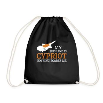 Nothing Scares Me My Wife Is Cypriot Husband - Drawstring Bag - black - Front